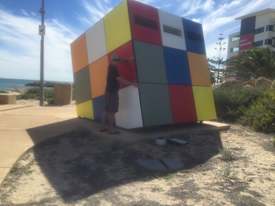 Big rubix cube aaron rolling.
