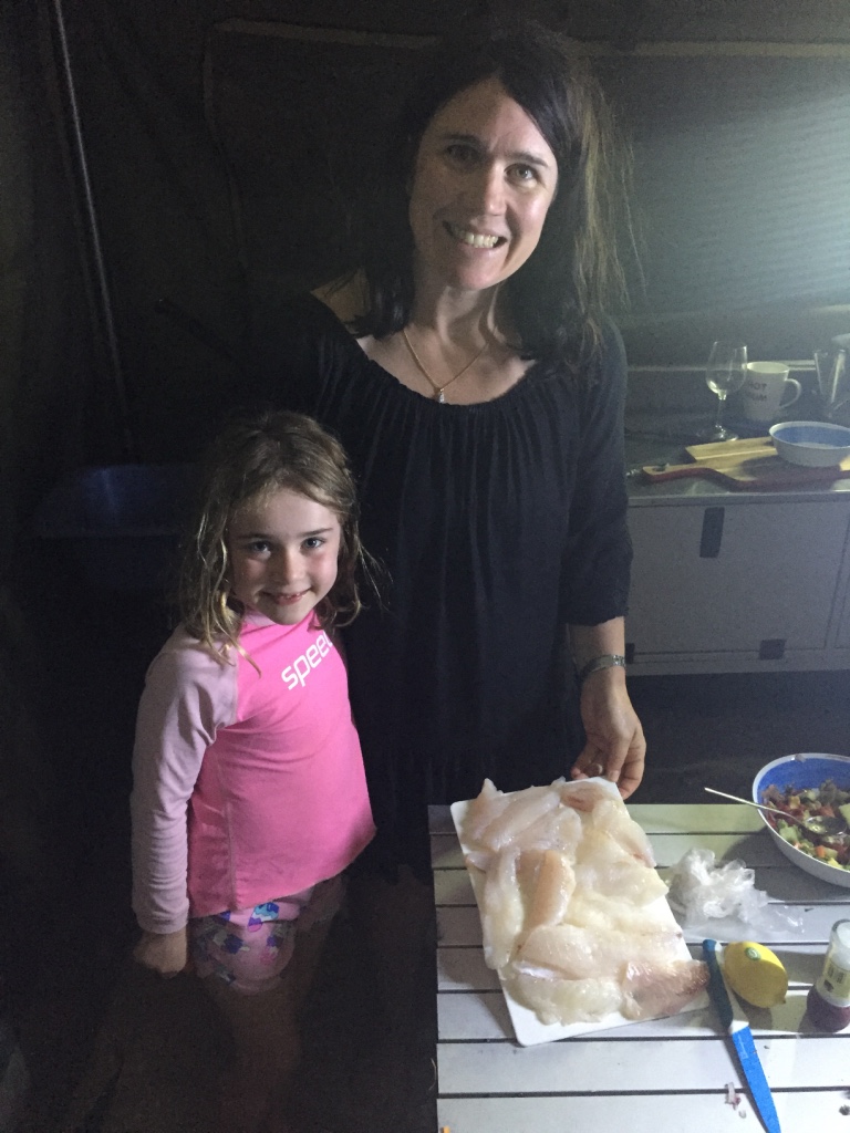 Fresh snapper fillets caught that day delivered from our neighbouring camp! Yum!