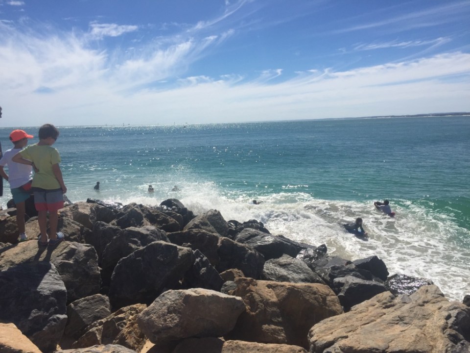 watching local surfers on the beach at Geraldton
