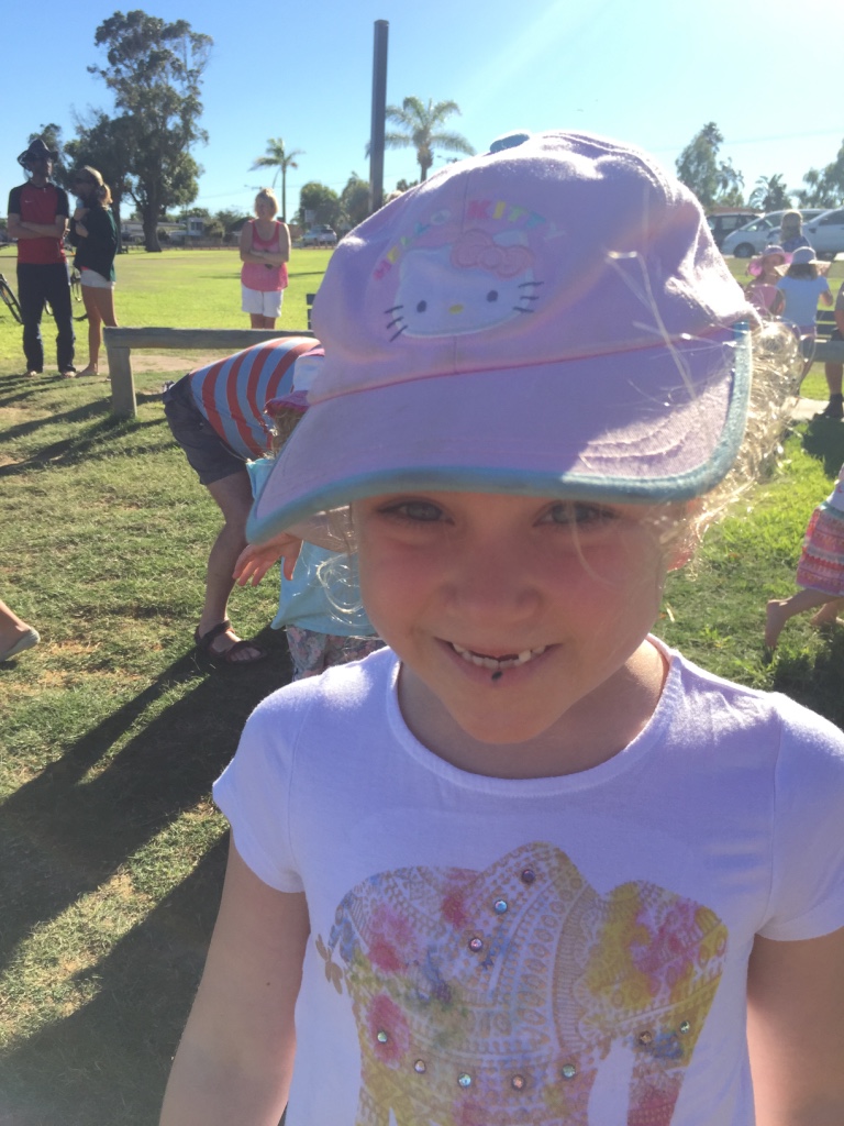 Holly very happy that she just fed a pelican!