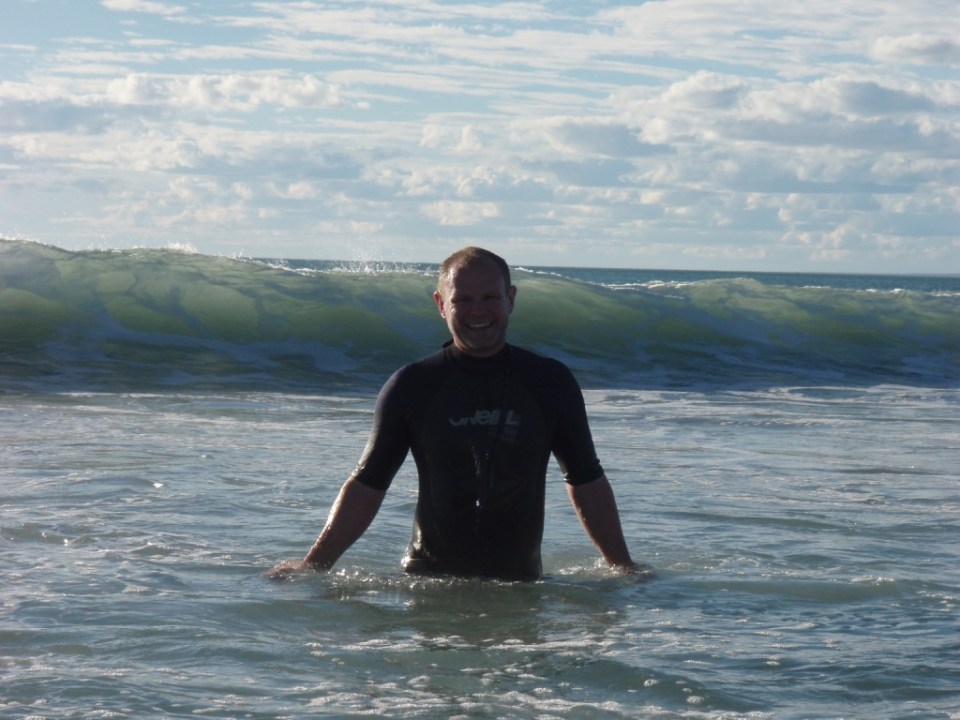 Andrew in the waves.