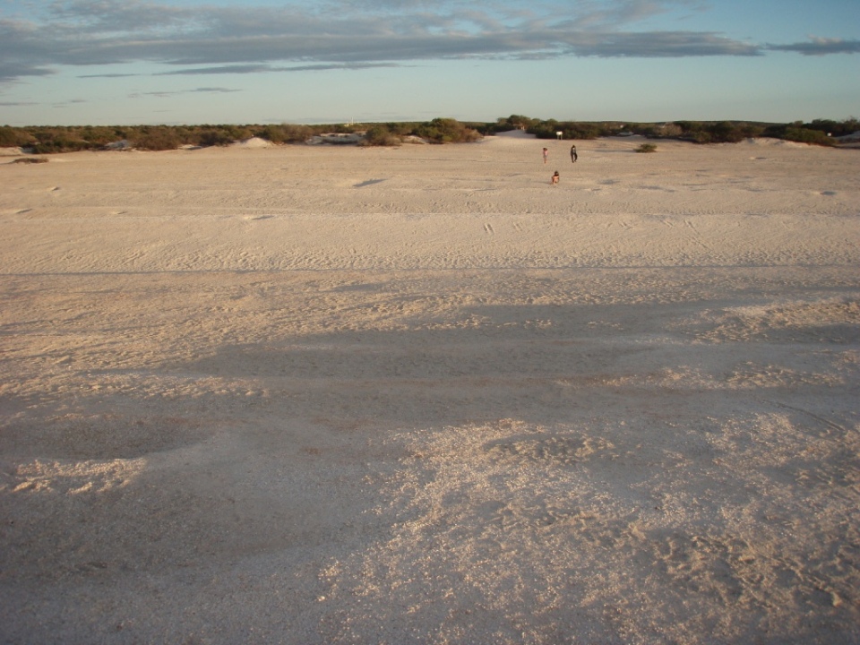 The beach is very wide 150m of shells before reaching the water estimated 10 metres deep.