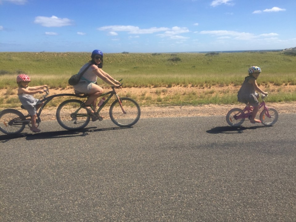 Trailer bike riding fun