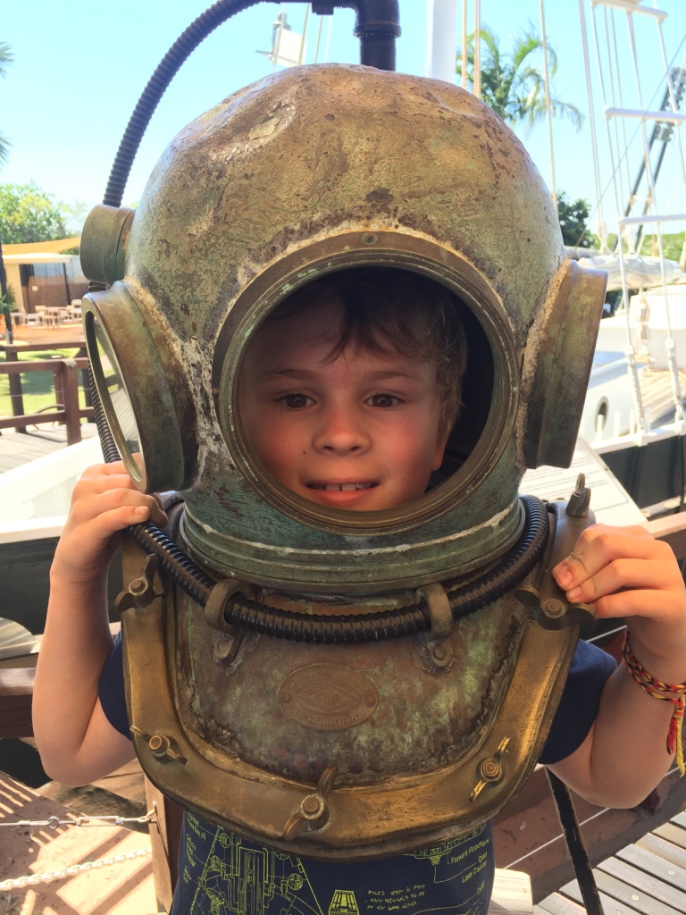 Aaron in the diving helmet