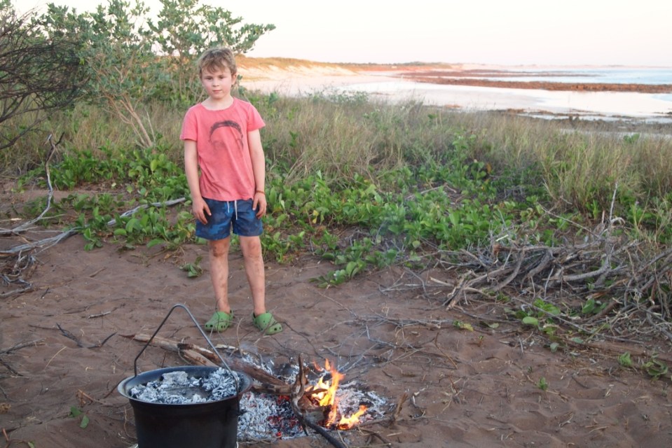 Aaron monitoring the coast for the camp oven