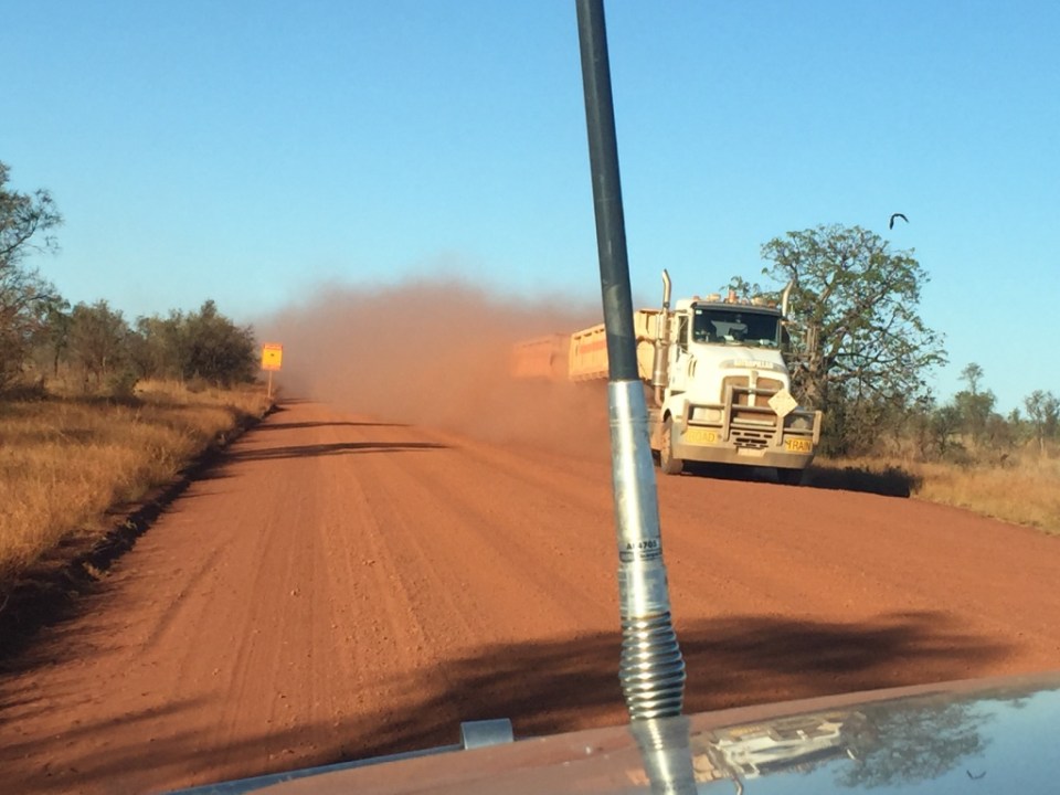 Road train approaching on the Gibb RR