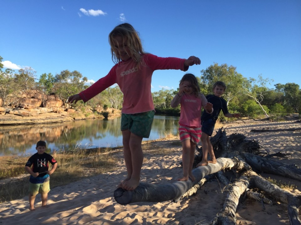 Kids playing at Hann River