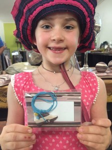 Holly with her zebra rock purchase